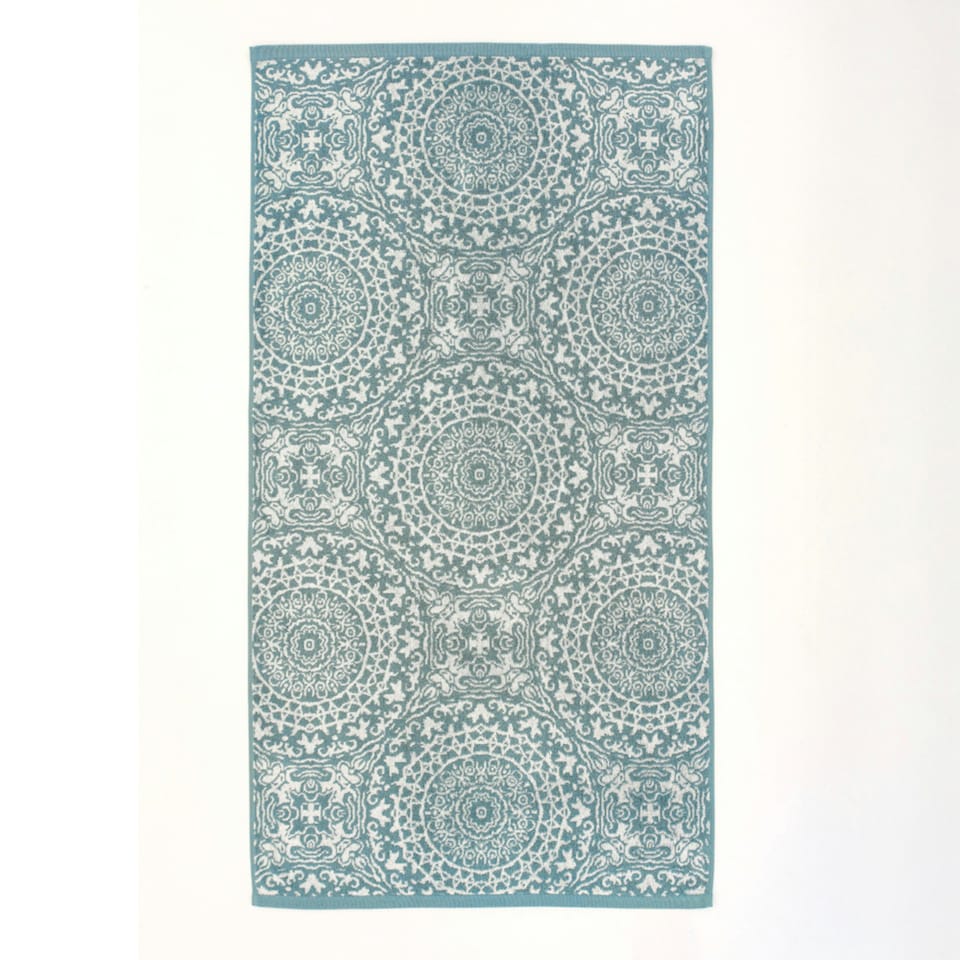 image 1 of Supersoft 100% Cotton Absorbent Lacy Connection Towels Blue | Blue | Bath sheet