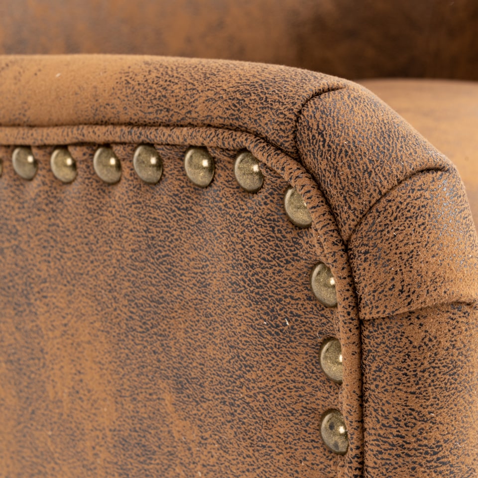 image 1 of Faux Leather Suede Brown Segovia Accent Wingback Chair