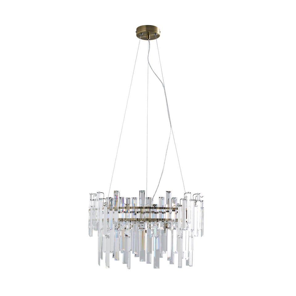 image 1 of Pagazzi Onega 3 Light Antique Brass & Glass Pendant Ceiling Light
