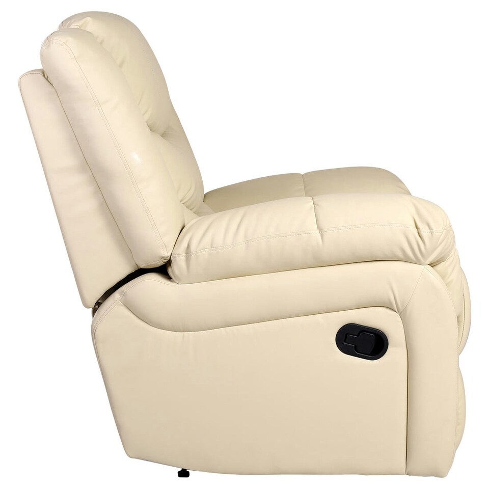 image 1 of Chester Bonded Leather Manual Recliner Chair with Heat And Massage (Cream)