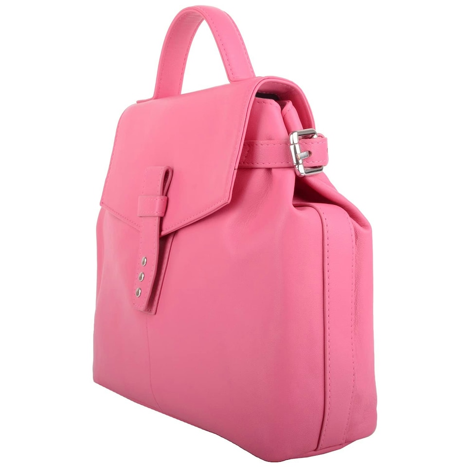 image 1 of Premium Soft Genuine Leather Cross Body Shoulder Bag, Detachable Strap Pink | Rose