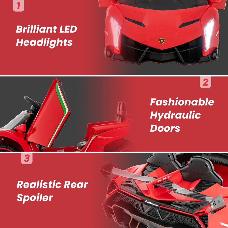 image 1 of COSTWAY 12V Battery Powered Electric Vehicle Kids Car Red