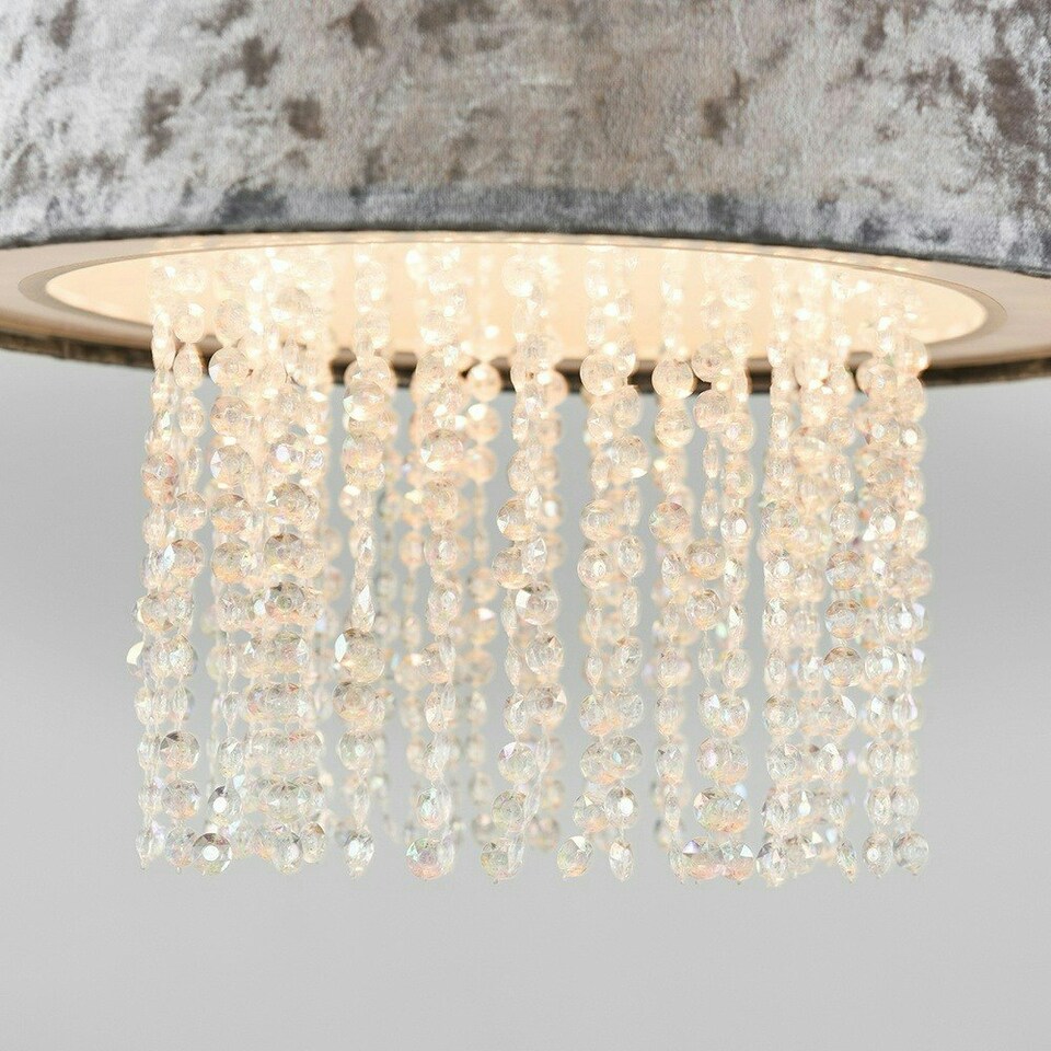 image 1 of ValueLights Boland Silver Ceiling Pendant Droplets Shade and B22 GLS LED 10W Warm White 3000K Bulb