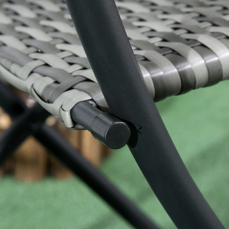 image 1 of Outsunny 3 PCS Folding Rattan Wicker Bistro Set, Coffee Table Set