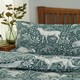 image 3 of Woodland Folk Cotton Blend Duvet Cover Set – Forest Print Bedding | Green | Single