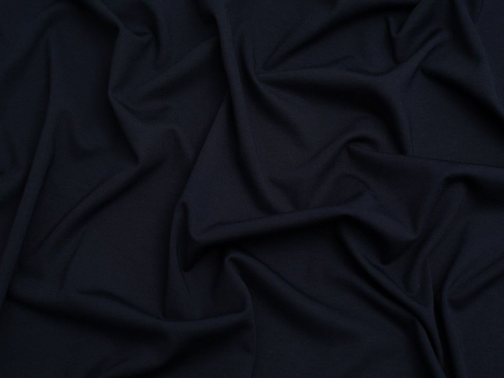 Minerva Core Range Navy Viscose Interlock Jersey Stretch Knit Fabric for Dressmaking, 152cm / 59" Wide - per metre