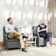 image 8 of Outsunny 2 Pieces Rattan Garden Chairs, Cushioned Rattan Chairs Grey | Dark Grey