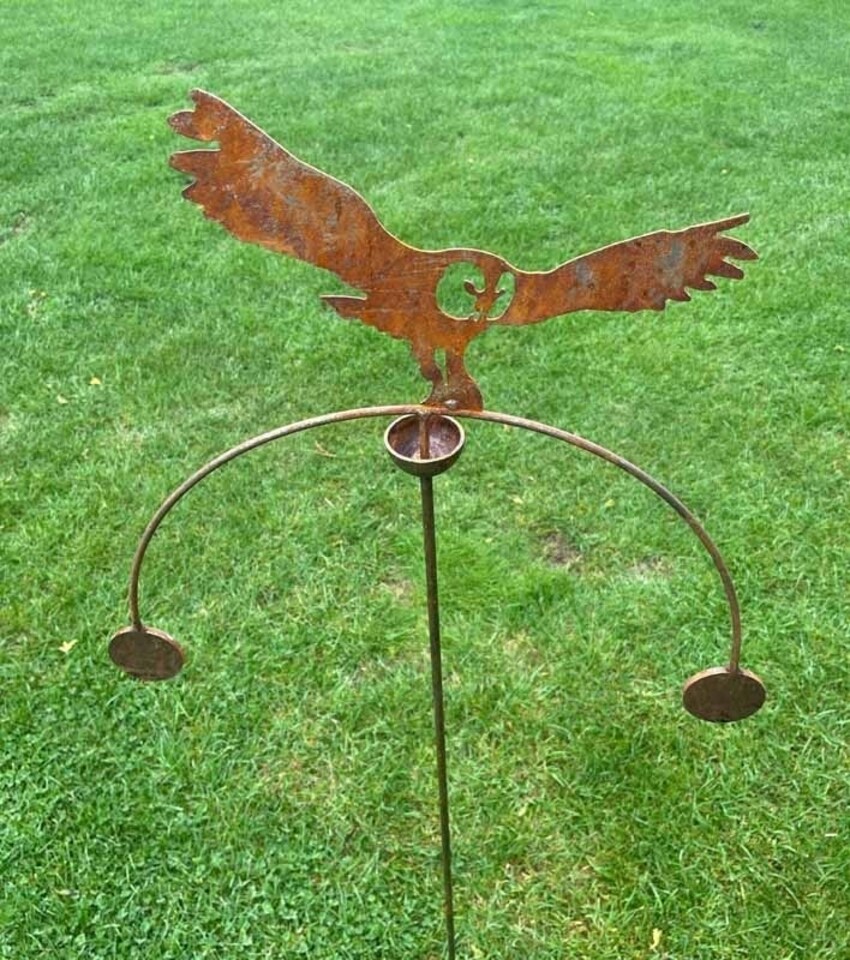image 1 of Owl Wind Rocker Double Bare Metal/Ready to Rust - Steel - W54 x H148.5 cm