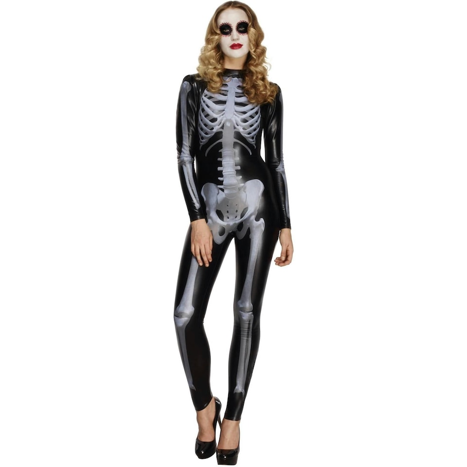image 1 of Fever Womens/Ladies Miss Whiplash Skeleton Costume - Black - S S