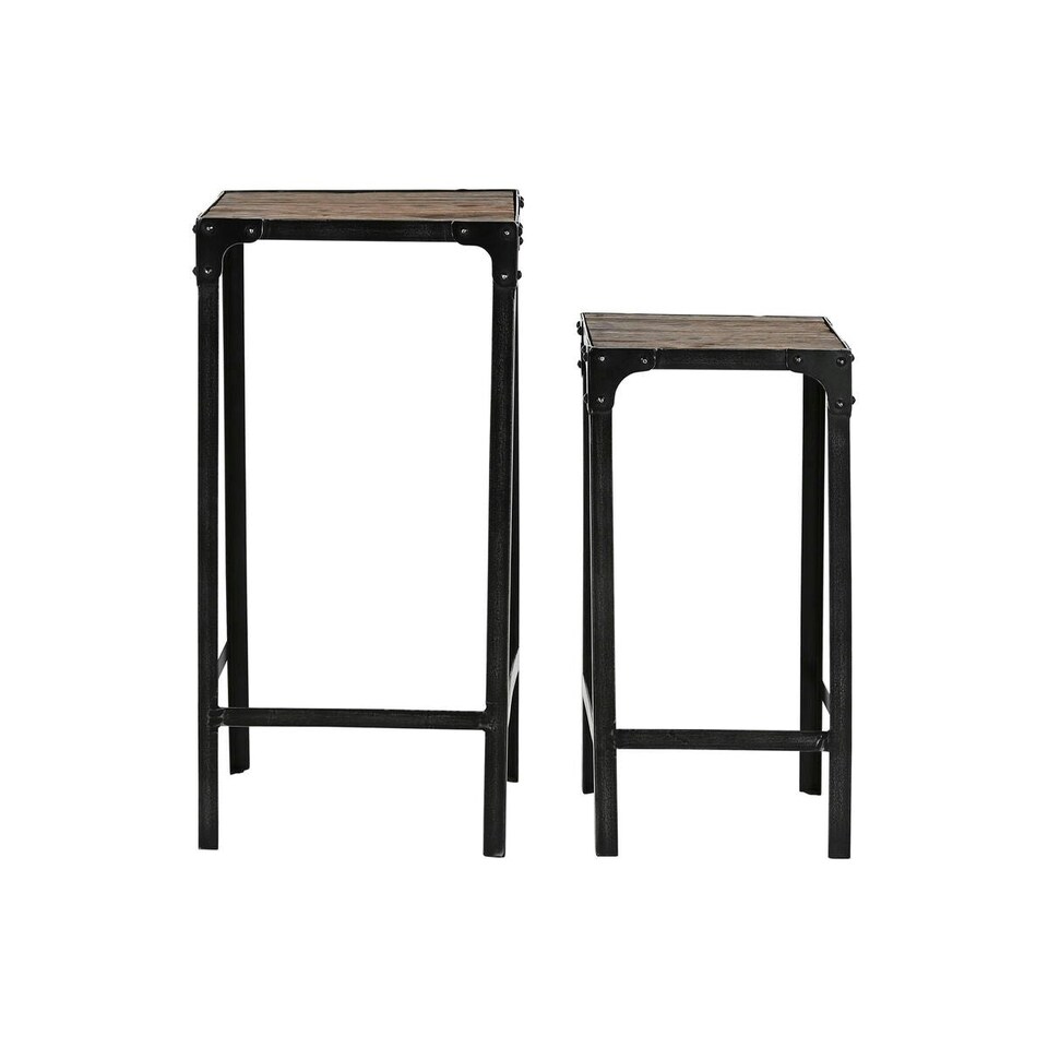 image 1 of Set of 2 tables Home ESPRIT Black Natural 38 x 38 x 75 cm N/A