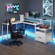 image 3 of COSTWAY L-shaped Desk Home Office Desk with File Drawer White