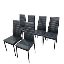 Dining Chairs Set of 6 Black Leather Kitchen Chairs Black