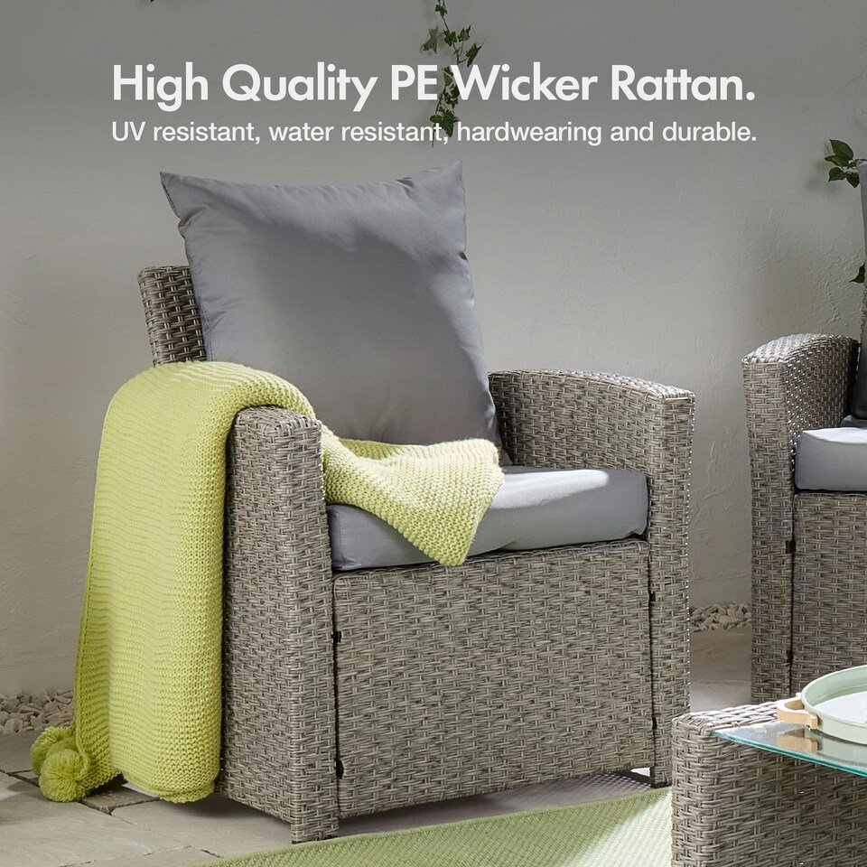 image 1 of VonHaus 4 Seater Rattan Effect Garden Furniture Set