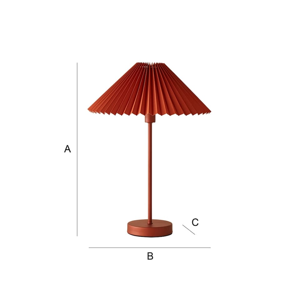 image 1 of ValueLights Akira Burnt Orange Pleat Shade Side Table Lamp & Bulb | Orange