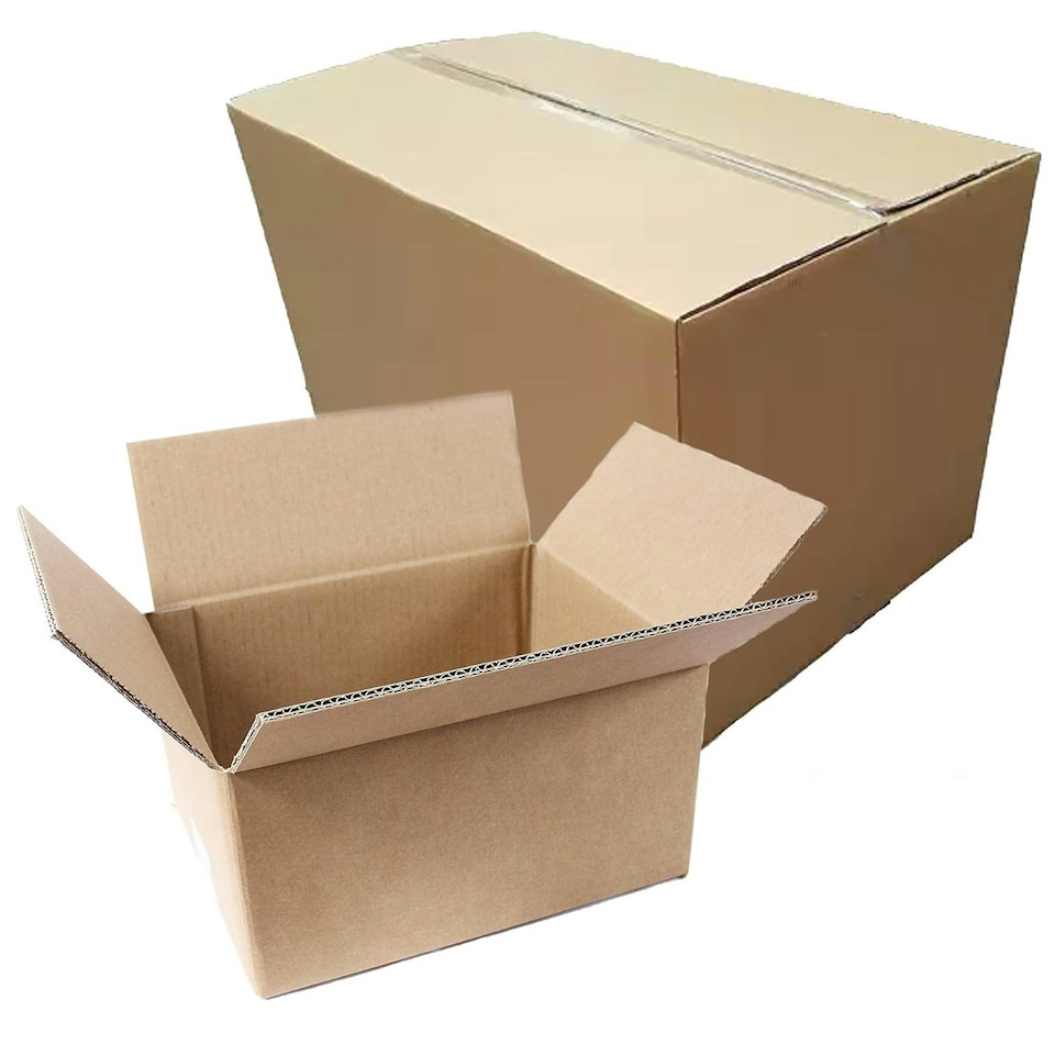 image 1 of 10 x 14 x 10 x 12" (356x254x305mm) Strong Heavy Duty Double Wall Cardboard Boxes Ideal For House Moving, Packing & Shipping Items | Brown