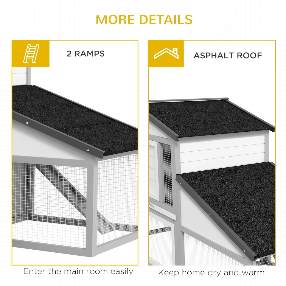 image 1 of PawHut Rabbit Hutch, Bunny Cage with Tray & Ramp, Wooden Outdoor House, Grey