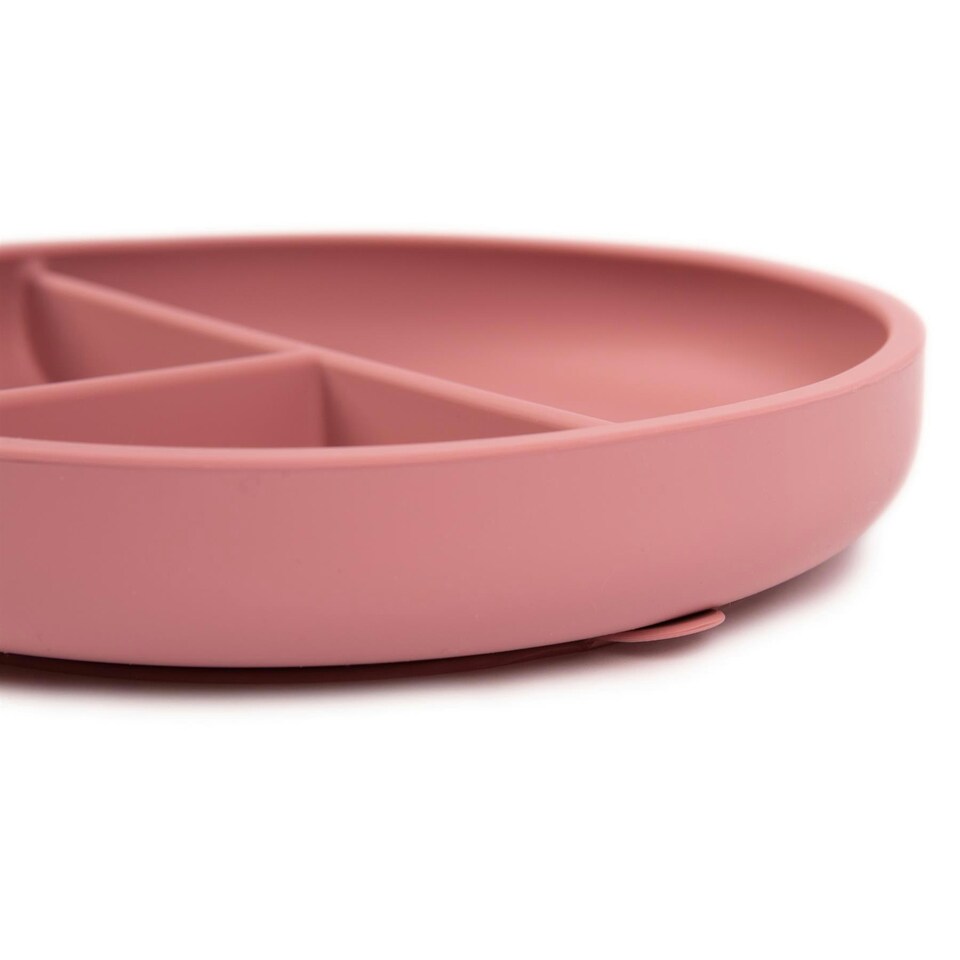 image 1 of Tiny Dining Baby Divided Silicone Suction Plate - Dusty Rose Pink