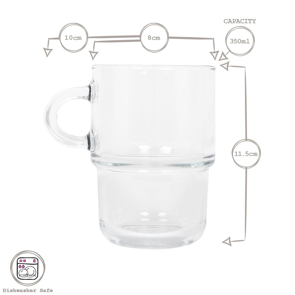 image 1 of LAV 12pc Cozy Stacking Glass Coffee Cups & Saucers Set - 350ml | Clear | Clear