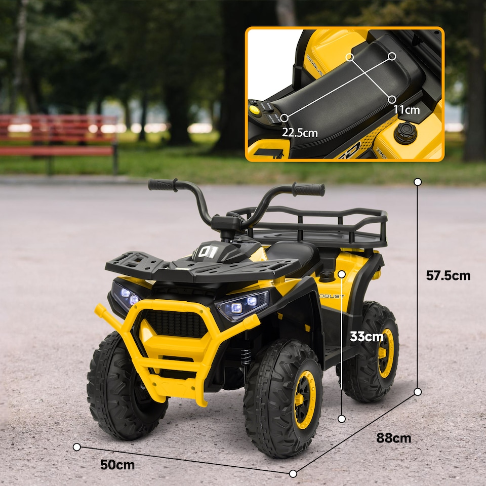 image 1 of AIYAPLAY 12V Kids Quad Bike w/ 4 Suspension Wheels, for 3-5 Years, Yellow