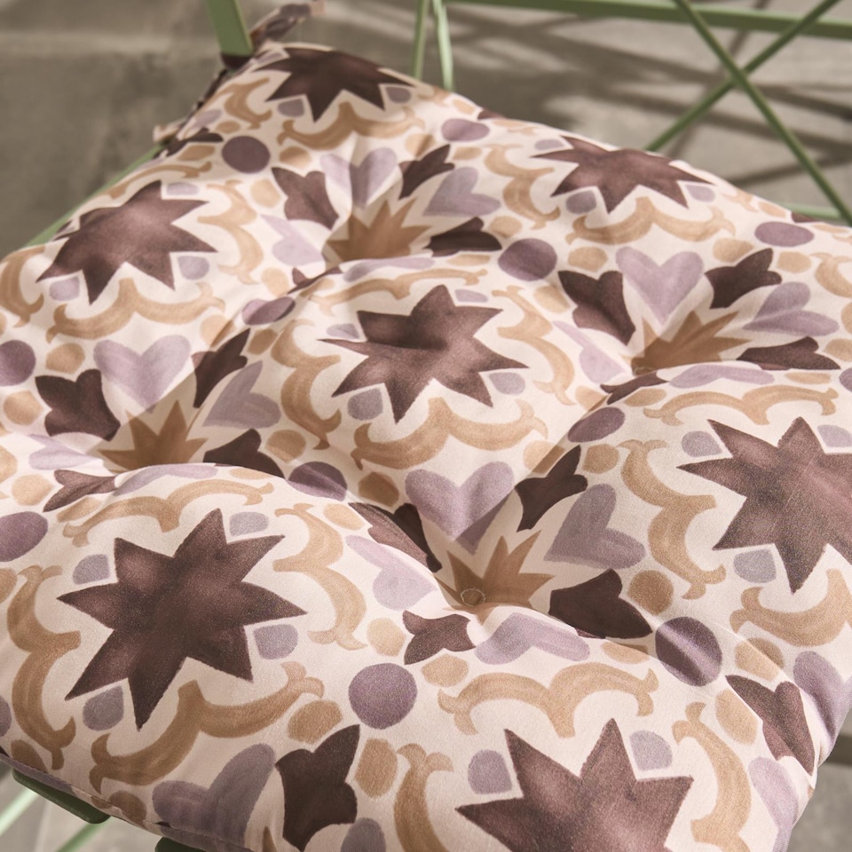 image 1 of OHS 2 x Tiles Garden Chair Cushions Outdoor Seat Pads | Multi | Natural