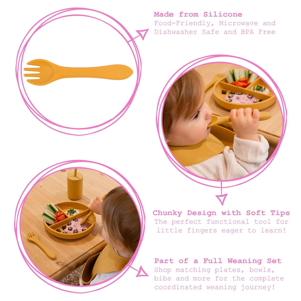 image 1 of Tiny Dining Baby Silicone Weaning Fork - Tradewinds Grey