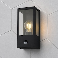 CGC Lighting Dave PIR Black Stainless Steel Outdoor Wall Lantern E27 IP54 - Motion Sensor