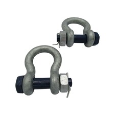 Safety Pin Bow Shackles X2 - 0.75 Ton Galvanised 9MM 750KG Omega