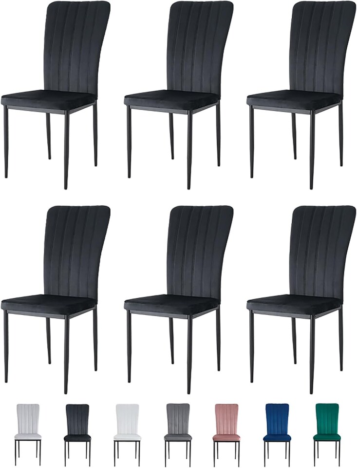 image 1 of MCC Direct Set of 6 Velvet Dining Chairs Upholstered Kitchen Accent Chairs Elle