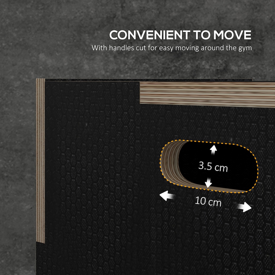 image 1 of SPORTNOW 41/51/61cm Pylometric Jump Box, Wooden Pylo Box for Home Gym | Black