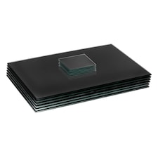 Harbour Housewares 12pc Glass Placemats & Coasters Set - 40cm x 30cm - Black | Black | Black