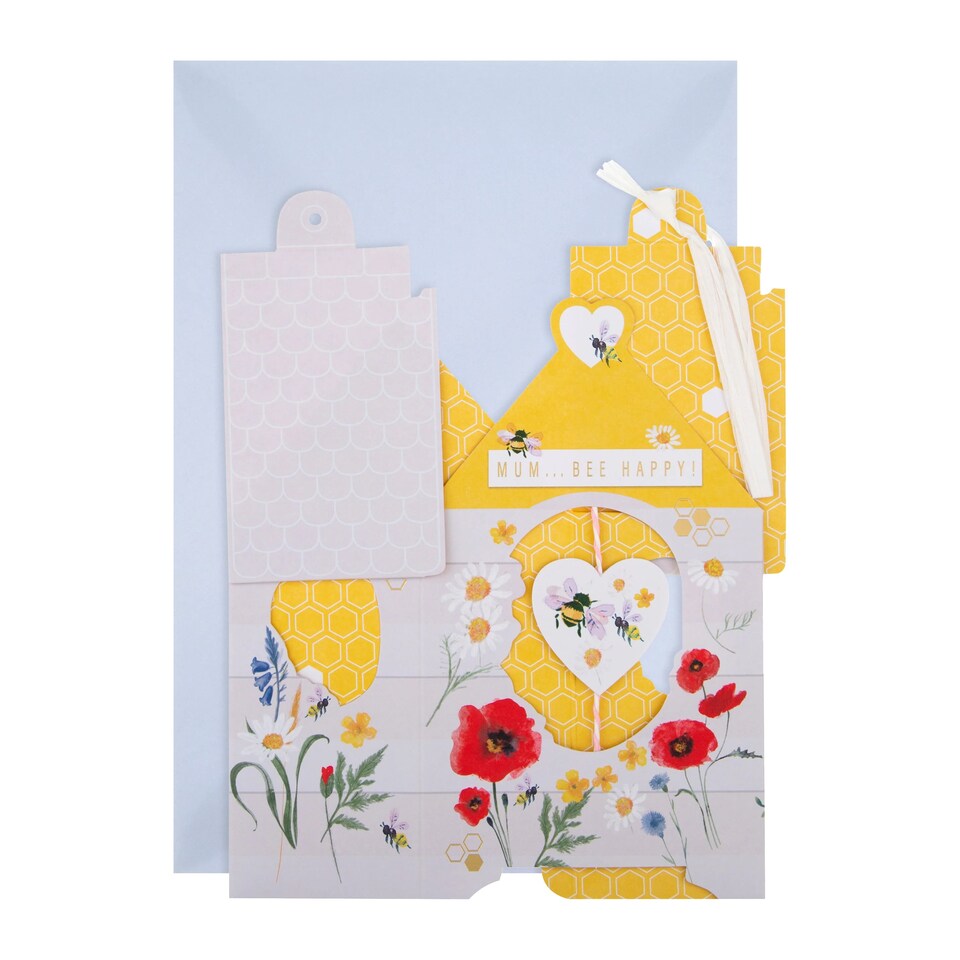 image 1 of Hallmark Mother's Day Card For Mum - 3D Pop-Up Bee Hive | White | Flat: 20.1 cm by 15.3 cm,
Popped Up: 19 cm by 13 cm by 6.2 cm