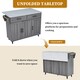 image 5 of VILUXE Mobile Kitchen Island with Foldable Worktop, 2 Drawers, Adjustable Shelves, Towel Rail, Wheels and Solid Wood Feet, Grey and White