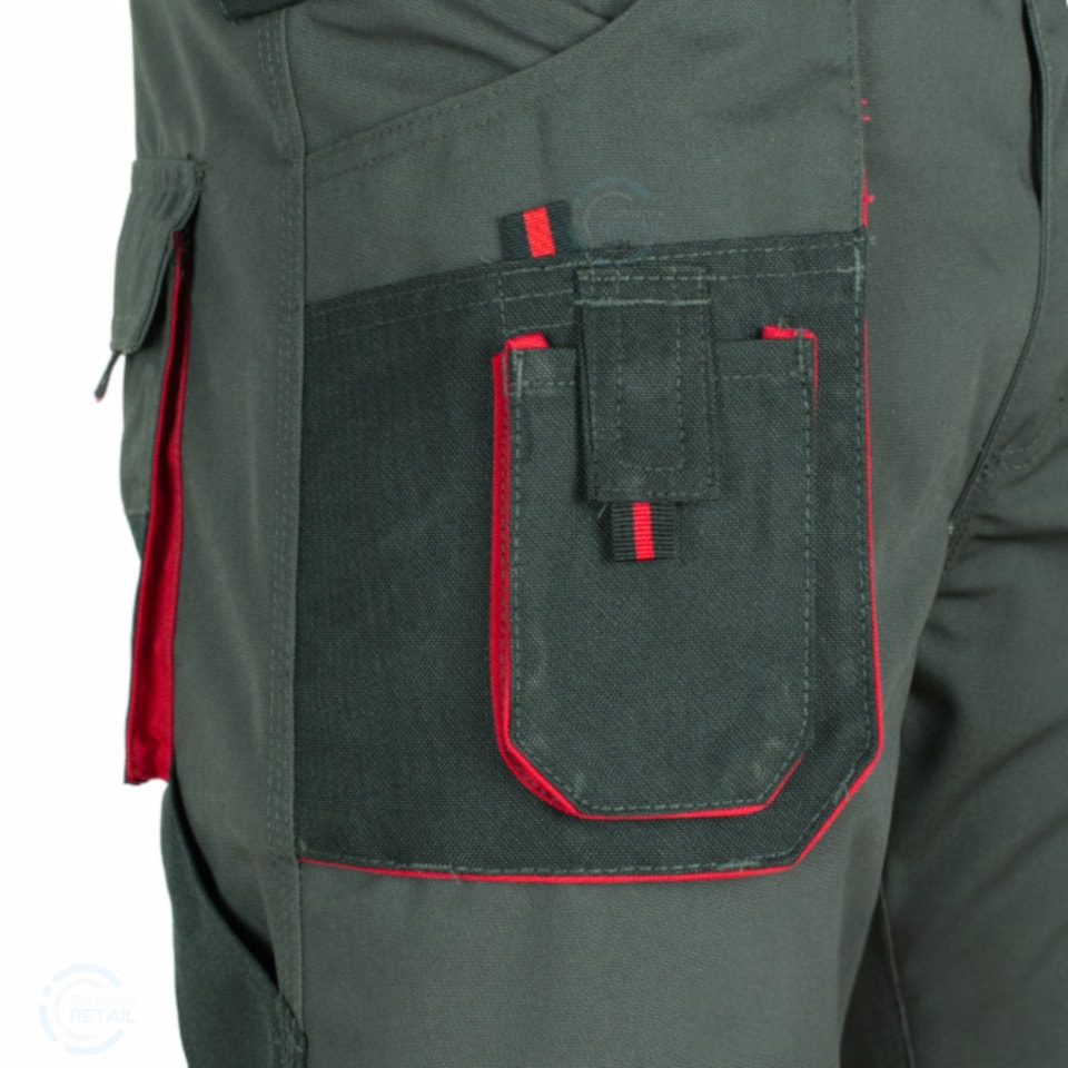 image 1 of ArtMas Grey Red Work Trousers for Men Durable Design with Knee Pad Pockets Reinforced Seams and Multi Functional Pockets Size UK40