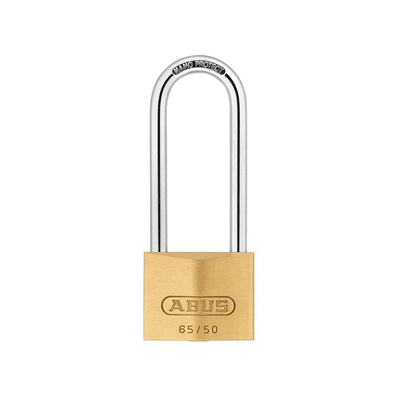Abus Mechanical 65 Series Brass Padlock Multi Multi Colour 50mm Long Shackle 80mm Carded 1