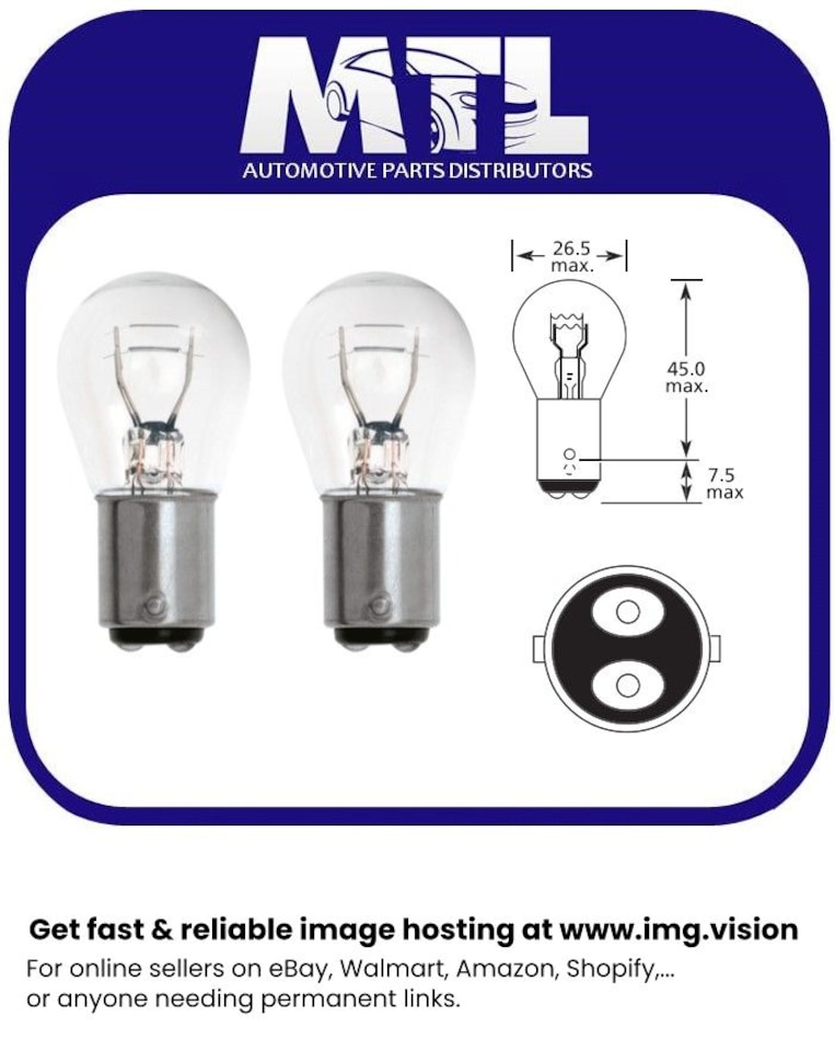 image 1 of Lucas LLB380 P21/5W 12V 21/5W Car Bulb Twin Pack Brake Stop Tail Marker Fog Light