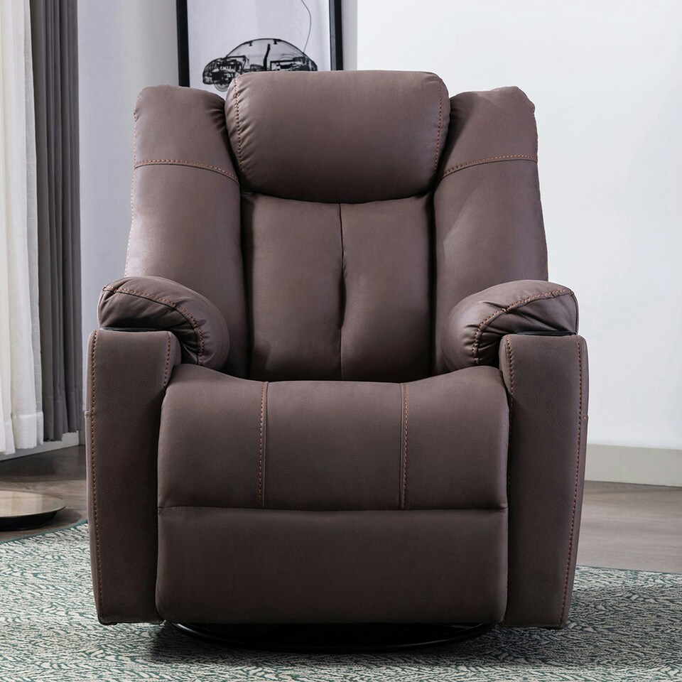 image 1 of Afton Electric Technology Fabric Auto Recliner USB Lounge Sofa Chair (Brown)