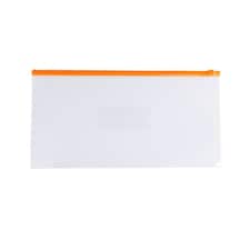 Pack of 12 DL Clear Zippy Bags with Orange Zip