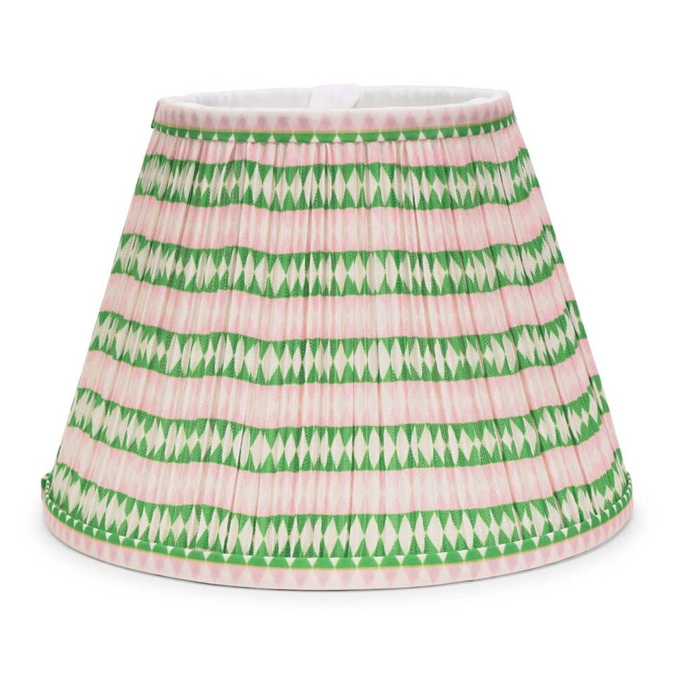 image 1 of ValueLights Riza Taper Pink Aztec Pleat Small Lamp Shade & Bulb | Pink