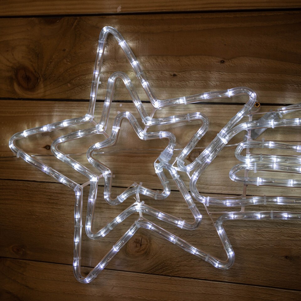 image 1 of 118cm x 46cm Light up Hanging Christmas Star Rope Light with White LEDs