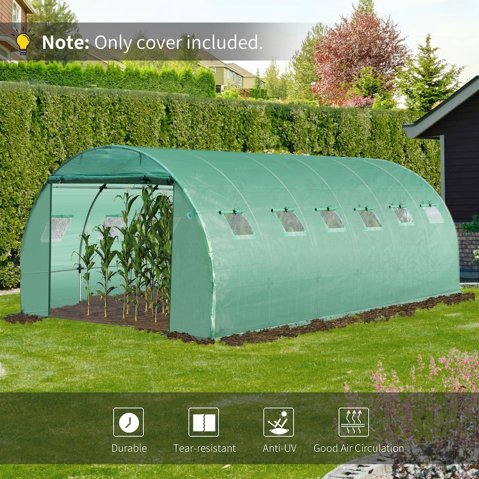 image 1 of Outsunny 6 x 3 x 2m Greenhouse Replacement Cover ONLY for Tunnel Greenhouse