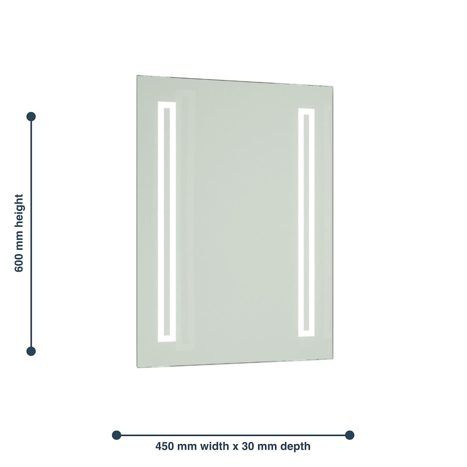 image 1 of Battery Operated Illuminated Bathroom 600mm Strip Rectangular Mirror | Clear | Mirrored glass | 1