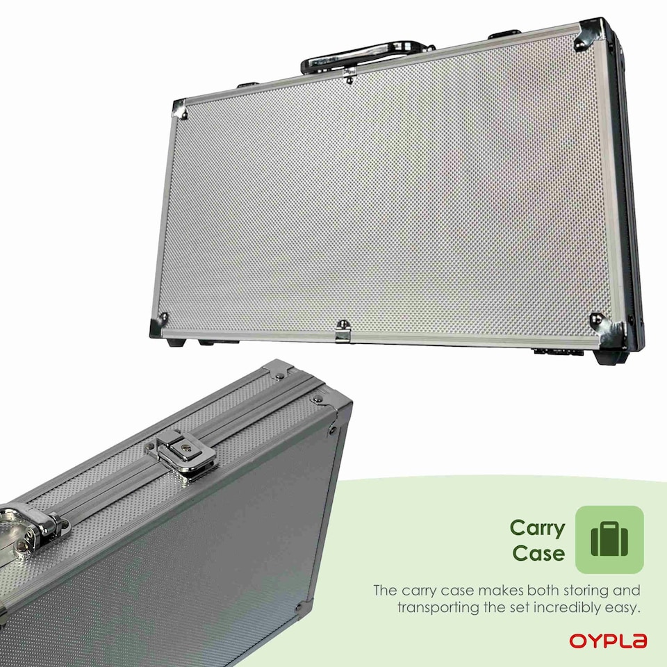 image 1 of Oypla Poker Set - 300 Piece Texas Hold Em Complete With Chips, Cards, Dice, And Casino Style Case