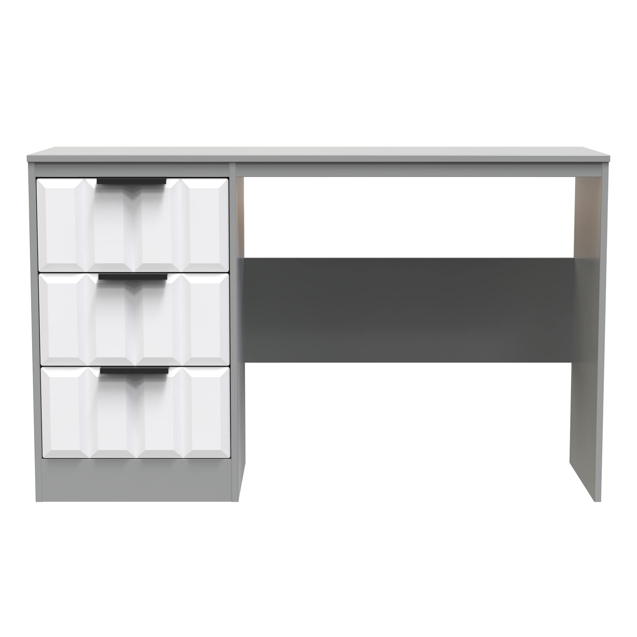 Seattle 3 Drawer Wide Desk in White Matt & Dusk Grey
