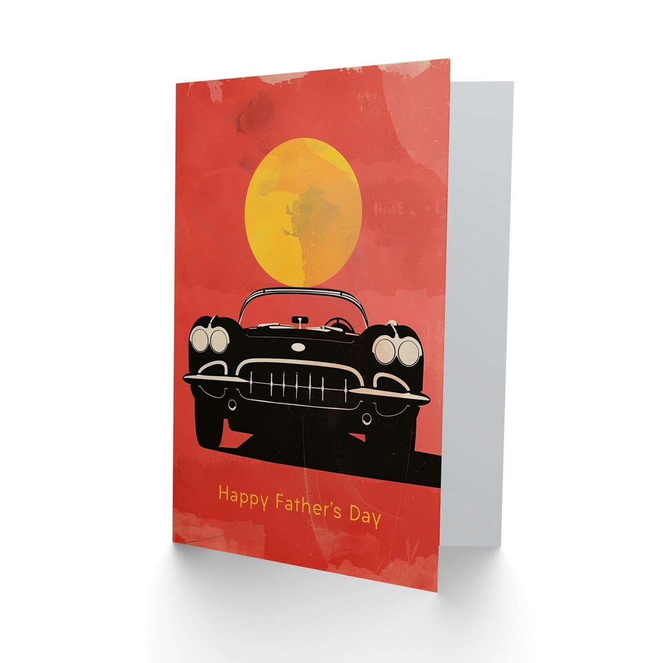 image 1 of Convertible Sports Car Front View Sunset Fathers Day Dad Card