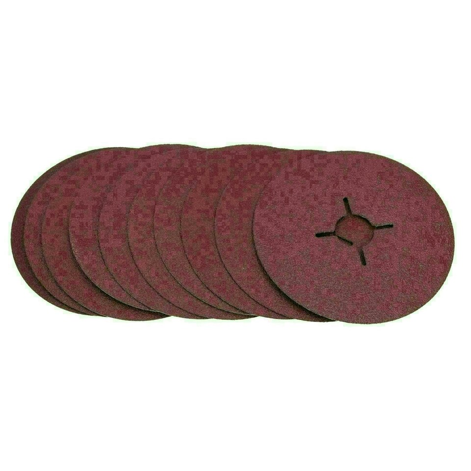 image 1 of 115mm Fibre Sanding Discs 60 Grit Medium Disc For 4-1/2" Backing Pad 120 Pack