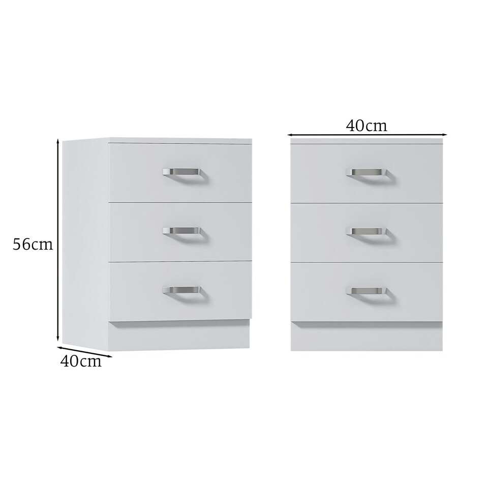image 1 of FWStyle Tunis 3 Drawer Bedside Chest Matt White