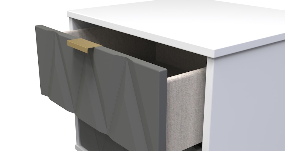 image 1 of Dallas 2 Drawer Compact Bedside Cabinet in Shadow Matt & White Matt (Ready Assembled) | Grey | Shadow Matt & White Matt