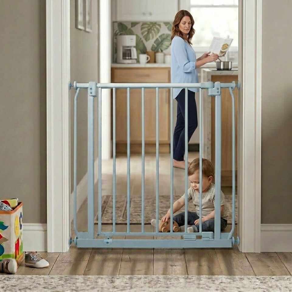 image 1 of Safetots Extra Tall Elite Safety Gate, 98cm - 107cm, Matt Grey, Extra Tall 96.8cm in Height, Pressure Fit Stair Gate, Baby Gate for Doors Hallways and Spaces, Safety Barrier, Easy Installation