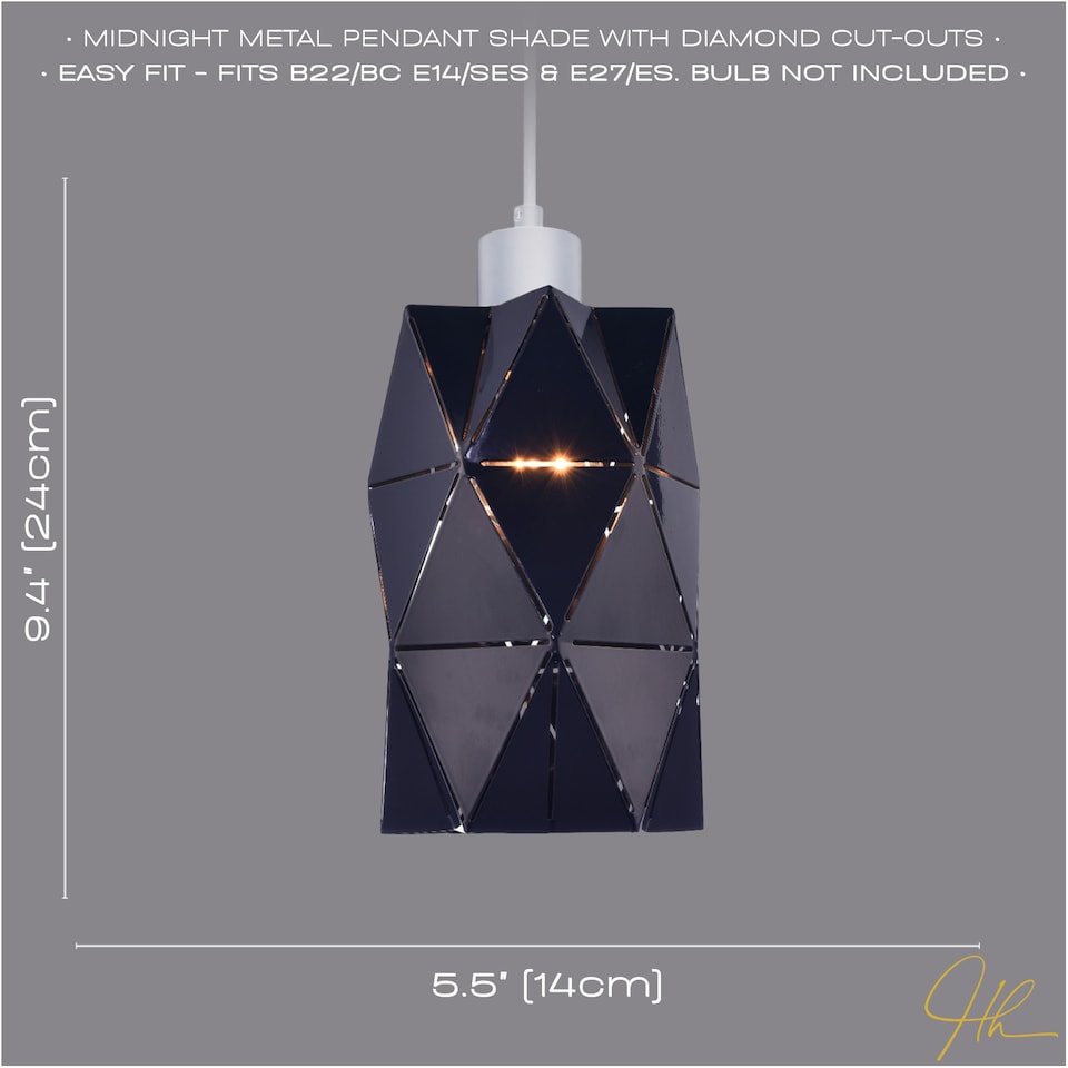 image 1 of Modern Midnight Blue Metal Pendant Shade with Diamond Shaped Cut Outs | Blue