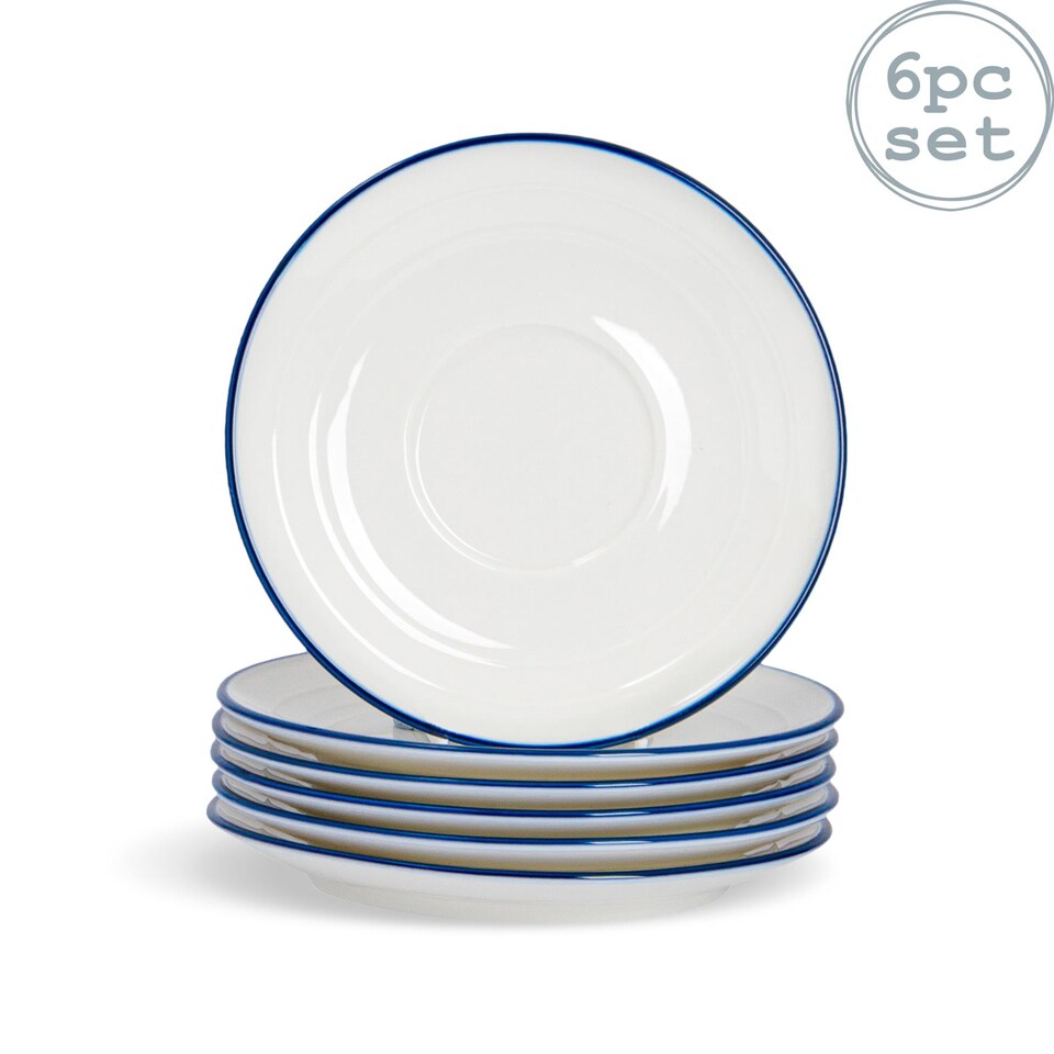 image 1 of Nicola Spring White Farmhouse Espresso Saucers - 13cm - Pack of 6 | White | White